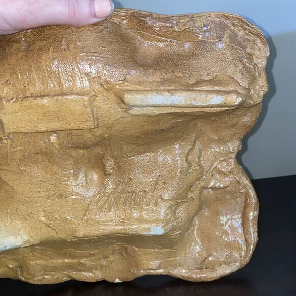 Handmade Pottery Plate With 3-D Pigs Running Through Wheat Field Glazed Signed - Picture 11 of 16